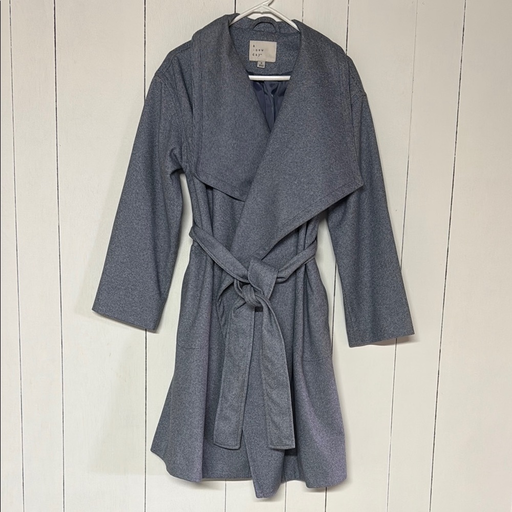 a new day Gray Trench Coat with Belted Waist
